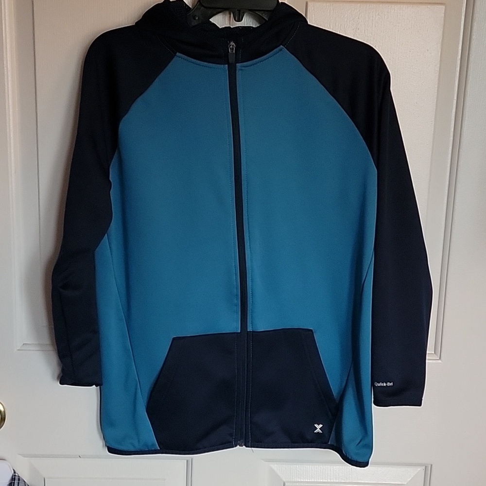 Xersion, boys large (14-16) long sleeved jacket with front zipper and hood.